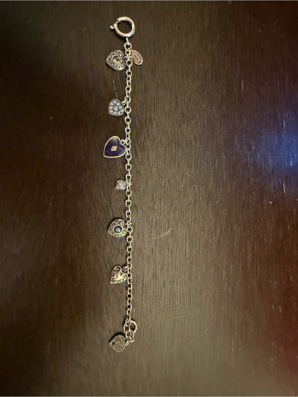Vintage Catherine Popesco France Heart Charm Bracelet